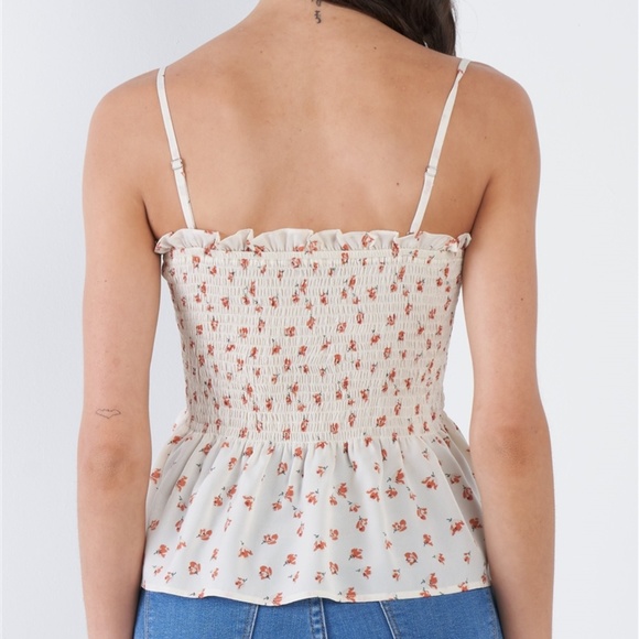 CREAM FLORAL PEPLUM TOP - Picture 3 of 8